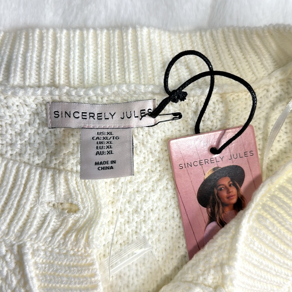 🆕 sincerely Jules cream button cardigan cropped fit XL - Picture 8 of 13